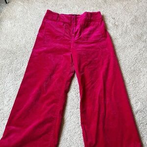 Maeve Anthro magenta pink corduroy wide leg pants size 31 waist